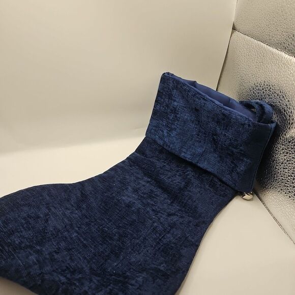 NAVY BLUE VELVET CHRISTMAS STOCKING W/SILVER JINGLE BELLS Hobby Lobby - Picture 5 of 12